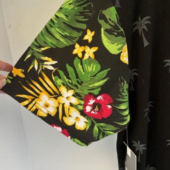 NWT Akademiks Mens Black Tropical Hawaiian Print Palm Tree T Shirt Casual 2XL - Picture 3 of 7